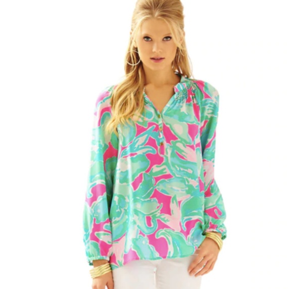 Lilly Pulitzer Tops - Lilly Pulitzer Elsa top Tropical Sands